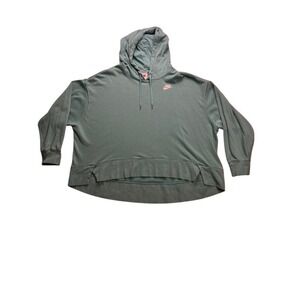 Nike Hoodie Women 3X Teal  Oversized High Low French Terry Pullover